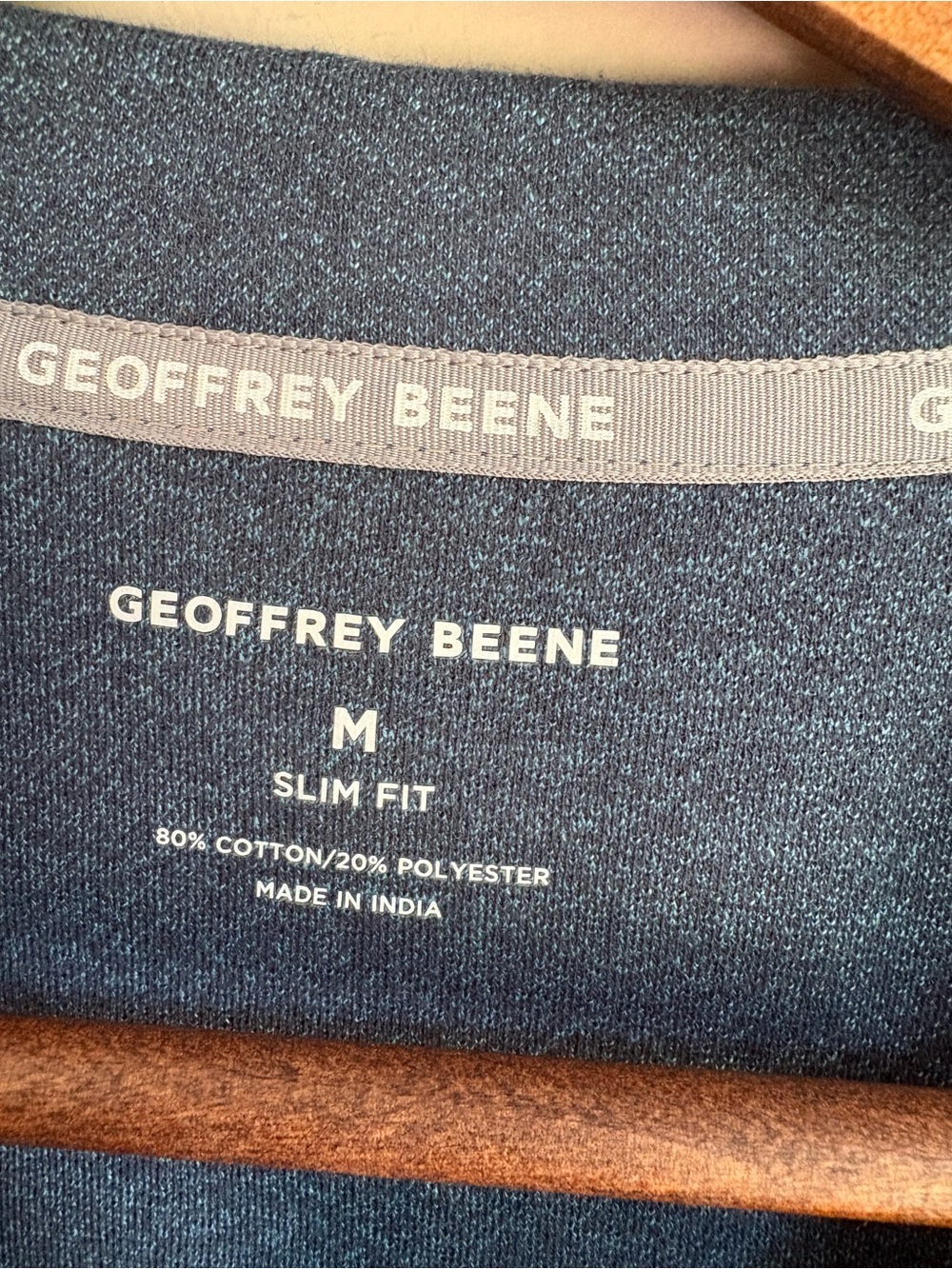 NWT Men’s Geoffrey Beene 1/4 Zip Long Sleeve Shirt Blue Size Slim Fit Medium - Picture 4 of 5